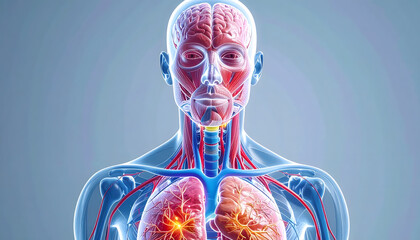 Detailed human endocrine system infographic highlighting hormone glands with clean medical style pro
