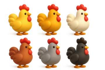 Colorful rooster icons collection for creative design and decoration