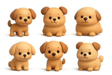 Obraz premium Adorable cartoon puppy icons for cute design projects and animal-themed decor