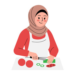 Woman Cutting Vegetables