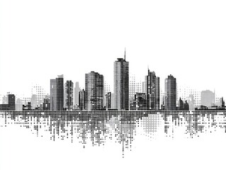 Obraz premium Abstract illustration of a black and white cityscape skyline
