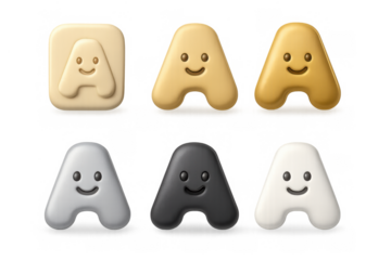 Cute cartoon alphabet icon set with smiling letters for creative design