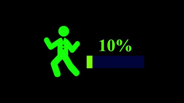 Animated male population ,Demography 10% percentage animation Sociology research ,Gender demographic animated elements. Population invigoration, statistics. color illustrations on black background