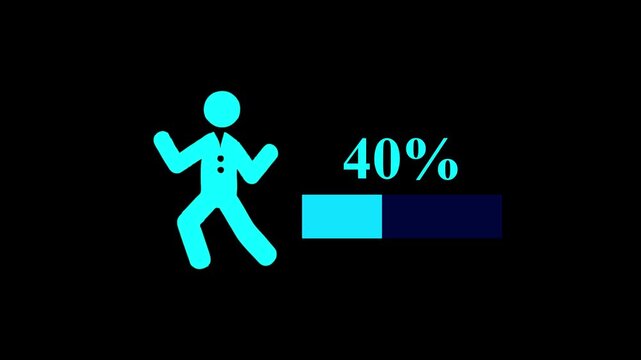 Animated male population ,Demography 40% percentage animation Sociology research ,Gender demographic animated elements. Population iconographic, statistics. color illustrations on black background 