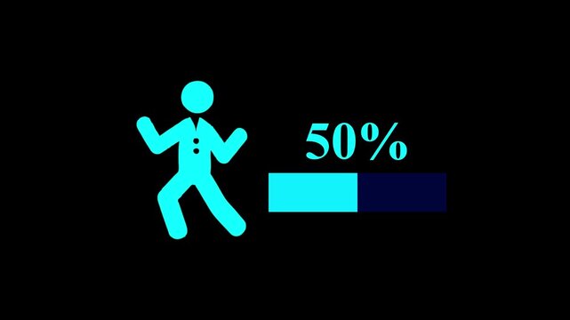 Animated male population ,Demography 50% percentage animation Sociology research ,Gender demographic animated elements. Population iconographic, statistics. color illustrations on black background 