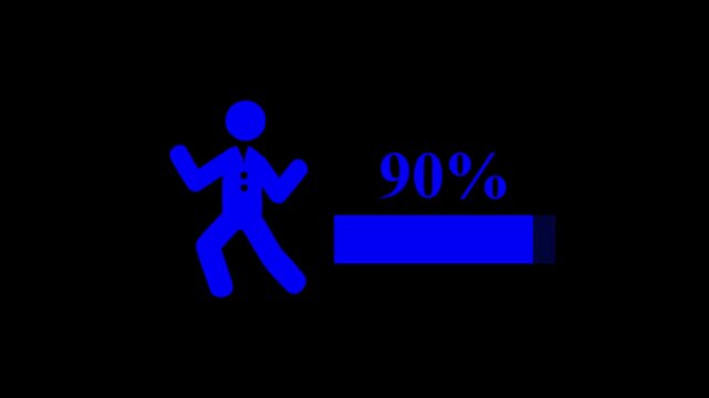 Animated male population ,Demography 90% percentage animation Sociology research ,Gender demographic animated elements. Population invigoration, statistics. color illustrations on black background