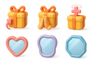 Colorful gift and symbol icons for holiday and celebration designs