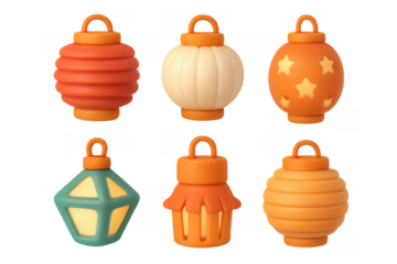 Lantern icon set for decoration and design with six unique simple designs