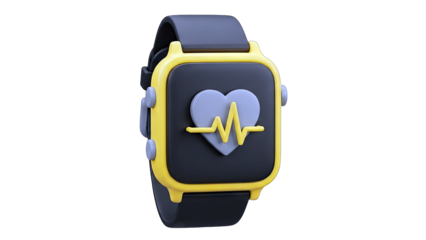 Smartwatch Displaying Heart Rate Monitoring on White Background