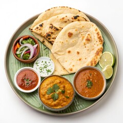Indian Naan Bread Served on Plate, Top View