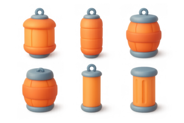 Decorative lantern icon set for creative design and crafts