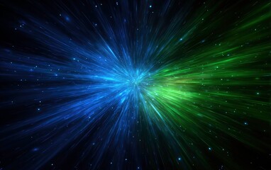Abstract illustration of energy rays radiating through the darkness of space