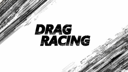 Drag Racing Text with Grunge Tire Track Speed Effect Motorsport Typography on White Background © Jonathan