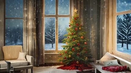 christmas tree in the window