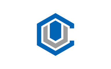 Initial c and u  letter icon logo
