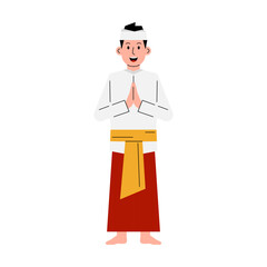 Illustration of Balinese Man in Traditional Clothing