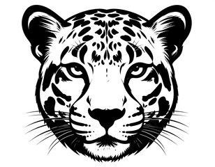 B&W graphic portrayal of a majestic big cat's face