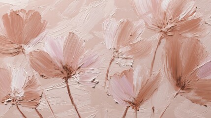Sparse floral strokes in blush, minimal floral, tender artistic tone