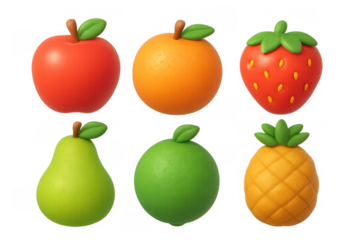 Colorful 3d fruit icons collection for design projects