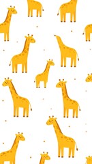 Obraz premium Cartoon giraffes of different heights on a simple white background