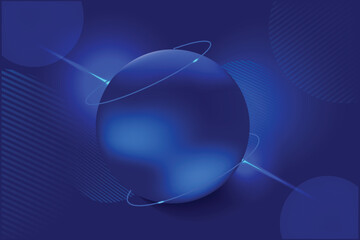 Glowing Blue Planet Surrounded by Neon Energy Rings