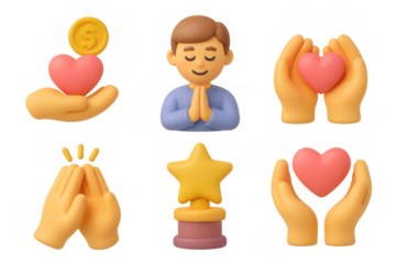 Colorful generosity icons for kindness and charity visualization - design for card, poster, and digital projects