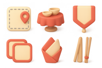 Cartoon table setting elements for reunion and event design