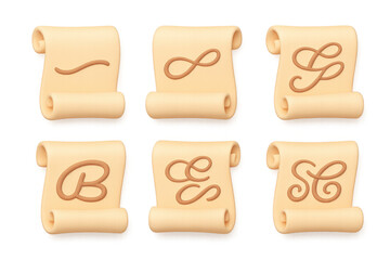 Elegant script banner icons with decorative cursive letters for graphic design and print