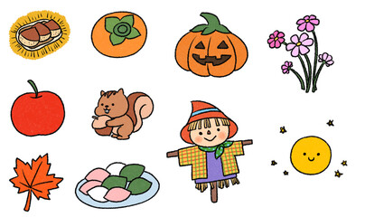 hand-drawing Autumn set