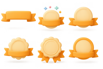 Cartoon banner and badge design elements for creative projects