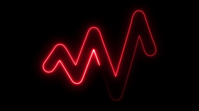 heartbeat line 4k neon light heartbeat display Glowing neon heart cardiogram line. Electrocardiogram show heart beat line abstract background 4k