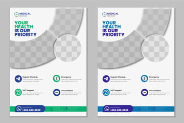 Modern medical healthcare flyer design for hospital, clinic, doctor appointment, health checkup, medical services promotion, clean professional medical poster template