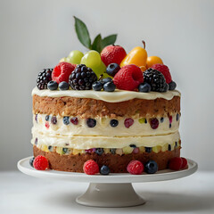 cheesecake with berries, white background