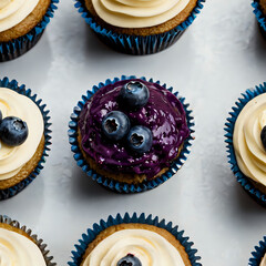 three chocolate cupcakes, white background