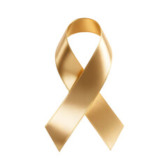 Shimmering golden satin ribbon: a symbol of hope, support, and awareness on black isolated on transparent background