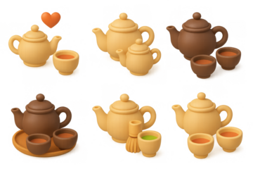 Ancestral teaware collection with simple design for cultural appreciation and decoration