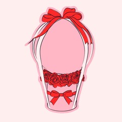 Elegant Gift Box with Red Bow Valentine Illustration