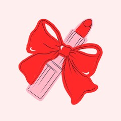 Lipstick with Bow Valentine Illustration
