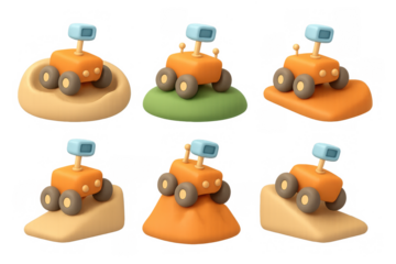 Cute rover icon set for space exploration themes and digital designs