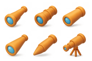 Collection of simple telescope icons for astronomy and science designs