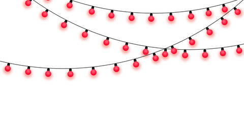 Vibrant red fairy lights creating a festive border on a clean white canvas