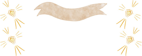 Christmas frame with golden stars and soft cloud white banner, hand-painted watercolor on white background. Elegant nativity style border for luxury cards, invitations, branding, and sacred designs