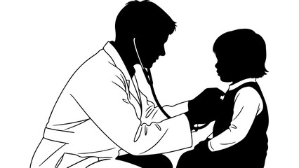 Doctor examining child with transparent background