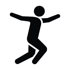 Stick figure jumping in motion silhouette