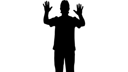Man with raised hands with transparent background