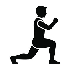 Lunge exercise silhouette of a male athlete