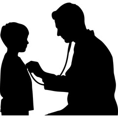 Doctor examining child with transparent background