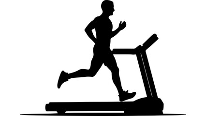 Man running on treadmill with transparent background