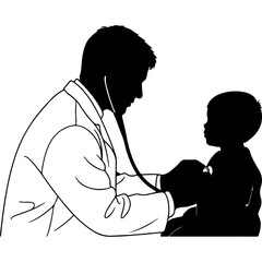 Doctor examining child with transparent background