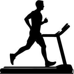 Man running on treadmill with transparent background